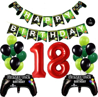 Snoes Mega Game Gamers Helium Verjaardags Ballonnen Feestdecoratie Red Cijfer Ballon nr 18