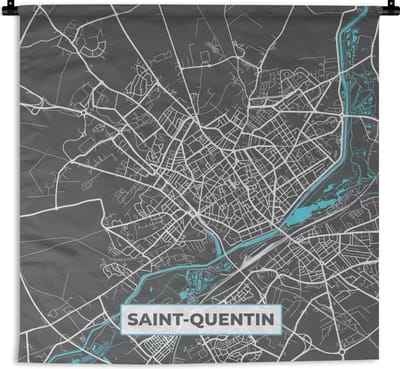 Wandkleed - Wanddoek - Frankrijk - Kaart - Plattegrond - Saint-Quentin - Stadskaart - 180x180 cm - Wandtapijt