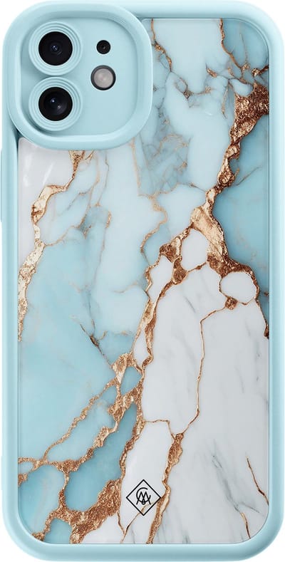 Casimoda® hoesje - Geschikt voor iPhone 11 - Marmer Lichtblauw - Effen telefoonhoesje met lensbescherming - Siliconen/TPU - Backcover - Blauw