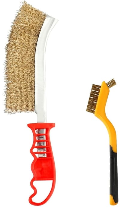 Set van 2 Draadborstels voor het Verwijderen van Roest, Verf en Verfslakken - Handborstels voor Metalen Oppervlakken (1 Groot + 1 Klein)