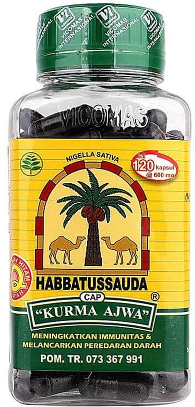 Habbatussauda - Zwarte Komijn capsules - ajwa dadels - 100 capsules a 600 mg p.st.