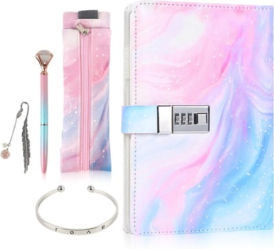 Geheim Dagboek voor Meisjes, Cadeauset voor 7 tot 14 Jaar, Perfect voor Verjaardag, Kerst en School, Dagboek met Slot en Schrijfgerei