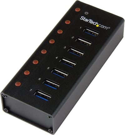 7-poorts USB 3.0 hub met metaal behuizing - desktop of wandmontage - compacte SuperSpeed hub