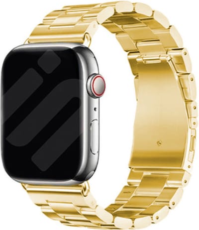 Strap-it Stalen schakel band - Geschikt voor Apple Watch bandje - Series 1/2/3/4/5/6/7/8/9/10/11/SE/SE2/SE3 - Goud - Metalen band met RVS vlindersluiting - RVS iWatch bandje voor maat: 38 / 40 / 41 / 42mm