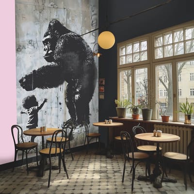 Fotobehang Profhome 790162-GU vliesbehang hardvinyl warmdruk in reliëf licht gestructureerd met dieren patroon mat grijs zwart olijfgroen pastelblauw 1,59 m x 2,8 m