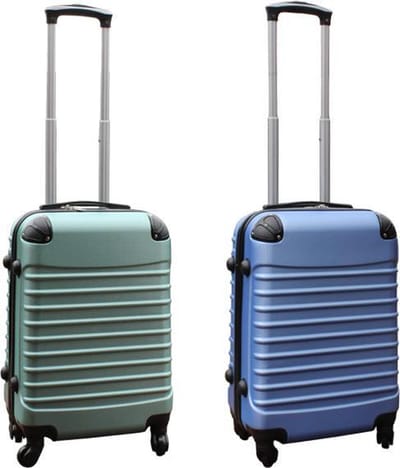 Travelerz kofferset 2 delig ABS handbagage koffers - met cijferslot - 39 liter - groen - licht blauw