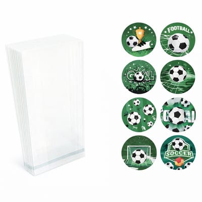 25x Uitdeelzakjes met Voetbal thema stickers | 220 x 90 mm | Traktatiezakjes | Kinderfeestje | Cellofaanzakjes | Cadeauzakjes | Snoepzakjes | Plastic Zakjes | Uitdeelzakjes kinderen | Cadeauzakjes Kinderen | Verpakkingszakjes Uitdeelcadeaus