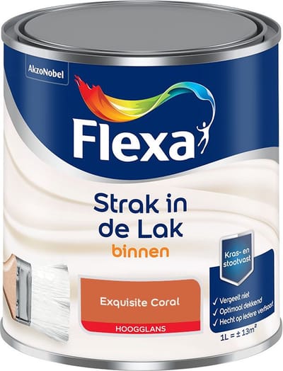 Flexa - Strak In De Lak Binnenlak Hoogglans - Exquisite Coral - Mengverf - 1 L