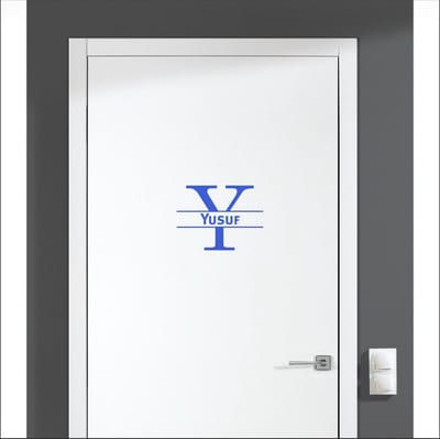 Deursticker Met Naam -  Yusuf - Blauw