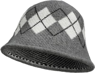 Haarsoires Bucket Hat Hoedje – Ruit Patroon – One Size – Grijs wit - Vissershoedje - voor Dames & Heren