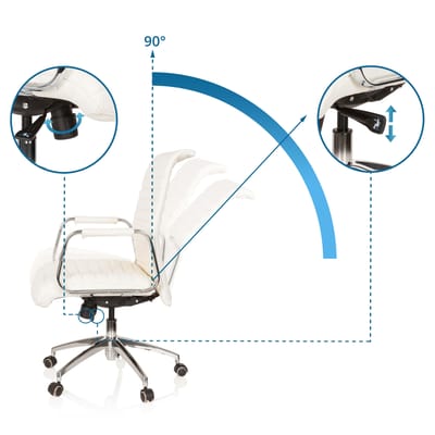 hjh office Aspera 10 - Bureaustoel - Nappaleder - Ivoor wit