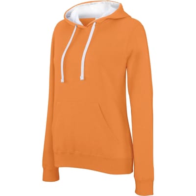 Kariban Damessweater met capuchon in contrasterende kleur K465 - Orange / White - XL
