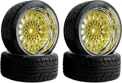RC Autobanden - Wielset - Drift Racen - Harde Kunststof - 62 mm Diameter - Goud Zilver