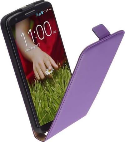 LELYCASE Flip Case Lederen Hoesje LG G2 Paars