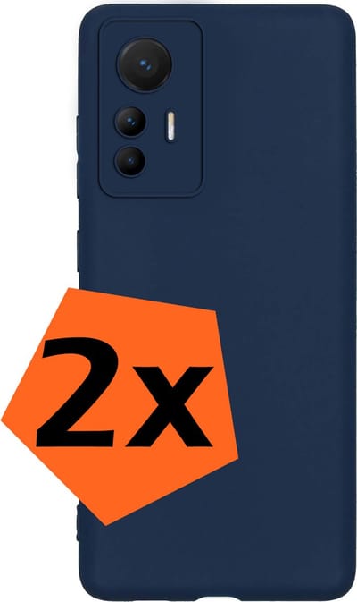 Hoes - 2 Stuks - Geschikt voor Xiaomi 12 Lite - Sterk & Shockproof - Case Siliconen - Back Cover - Telefoon Hoes - Donkerblauw
