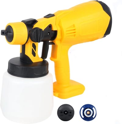 200W accu HVLP verfspuitpistool 1000ml - 2 sproeiers en 3 patronen - instelbare verfstroom - geschikt voor meubels - hekken - muren en deuren - binnen en buitengebruik