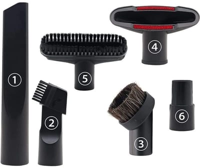 6-delige accessoire set Geschikt voor stofzuigers, compatibel met 32 mm en 35 mm zuigmondstukken, Geschikt voor Kärcher, Rowenta, Hoover, Xoiture, Bosch en Miele stofzuigers.