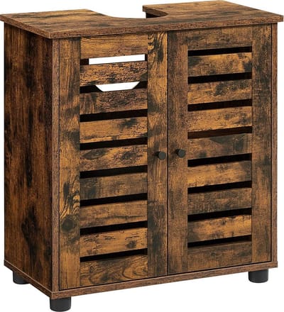 Nancy's Gabes Badkamermeubel - Wastafelonderkast - Onderbouwkast - Uitsparing - Industrieel - Bewerkt Hout - Bruin - 60 x 30 x 60 cm