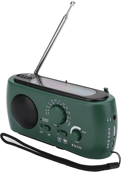 Dailygoods- Noodradio met Solar Oplader - Handcrank - Powerbank - AM/FM Weerwaarschuwing - Draagbare Radio - 3-LED Licht - Noodlamp