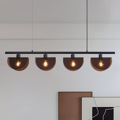 LumenXL Zwarte hanglamp - smoke kappen, 4-lichts - Morandi