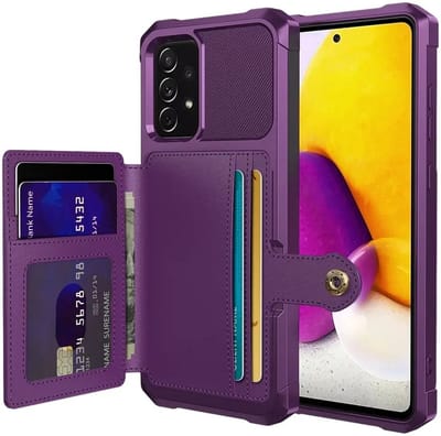 Portemonnee Hoesje Geschikt voor de Samsung Galaxy A53 - Back Cover met Pasjeshouder - Telefoonhoesje voor Pinpas - Kaarthouder op Achterkant - Case met Magneet voor Auto Houder Paars