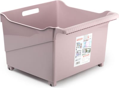 Plasticforte opberg Trolley Container - roze - op wieltjes - L39 x B38 x H26 cm - kunststof - opslag box/bak - 38 liter
