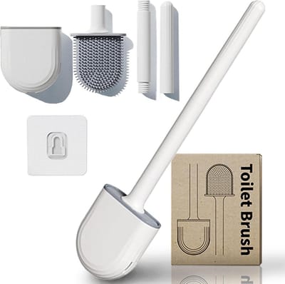 WC Borstel met Houder - Toiletborstel met Houder - Flexibel - Toiletborstel - Siliconen - Wit - toilet brush - Black Friday - kerst 2023