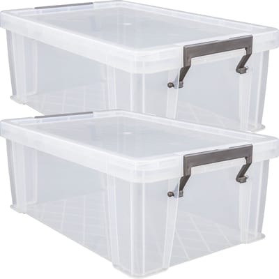 Whitefurze Opbergbox - 4x stuks - 10 liter - Transparant - 40 x 26 x 15 cm - kunststof - opslag oplossingen - kist - met deksel