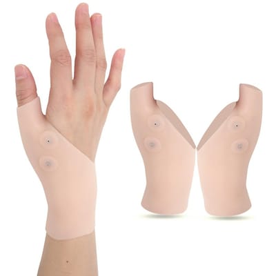 2 Stuks Siliconen Beschermende Duim Polsbrace Pijnverlichting voor Hand Artritis Carpaal Tunnel beige