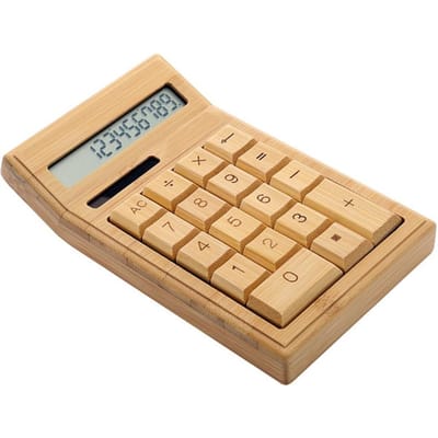 Calculatrice électronique en bambou écologique, fonction Standard, 12 chiffres, solaire et batterie, double Po