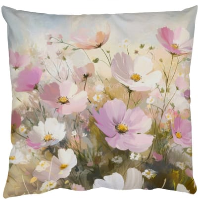 Sierkussens - Kussentjes Woonkamer - 50x50 cm - Bloemenveld - Lichte tinten - Geschilderd