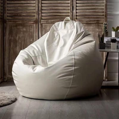 Zitzak Stoelhoes - Poefhoes Luie Stoel - Ontspannen Thuis - Waterdicht Kunstleer - 135CM - Wit