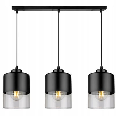 Moderne Hanglamp Plafnd Zwart Metaal Glas E27 LX-1269
