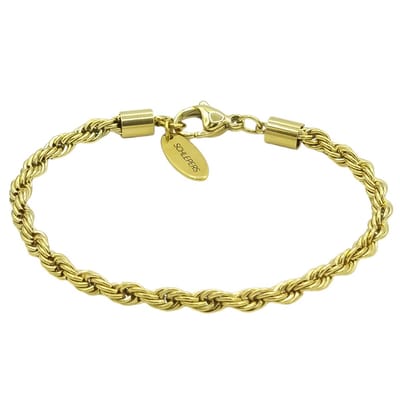 Stalen goldplated armband koord - 4 mm (incl. garantie en doosje met juwelenzakje )