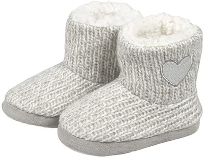 Apollo Peuter sloffen/pantoffels met hart - hoog model - lichtgrijs - maat 25-26 - huissloffen