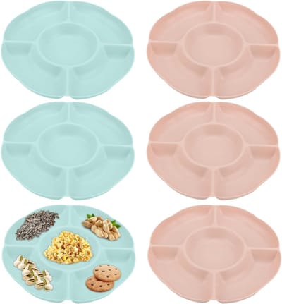 CRLYN® Serveerschaal met Vakjes - Serveerschaal - Tapasschaal - Roze en Groen