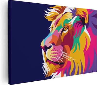 Artaza Canvas Schilderij Leeuwenkop - 30x20 cm - Klein - Muurdecoratie Abstract - Wanddecoratie Woonkamer - Schilderijen Op Canvas Popart