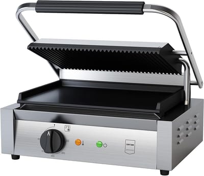 Contact Grill - Contactgrill Panini Grill - Snel Grillen - Dubbele Grillzone - 43 x 36 x 20 cm - Zilver