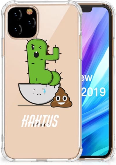 Apple iPhone 11 Pro Stevig Bumper Hoesje Cactus Poo
