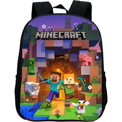 Sac d'école maternelle imprimé, Sac à dos dessin animé Minecraft 12 pouces, Léger et décontracté 12inch backpack