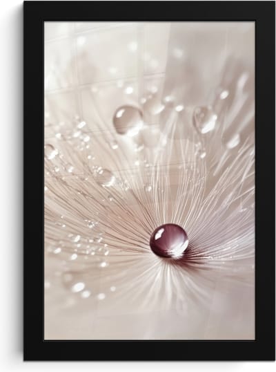 Poster in lijst - Fotolijst 20x30 cm - Posters - Bloem - Abstract - Wit - Water - Natuur - Posterlijst zwart - Decoratie - Wanddecoratie woonkamer - Muurdecoratie slaapkamer