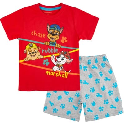 Paw Patrol shortama - Maat 98 - Pyjama - rood met grijs - Katoen