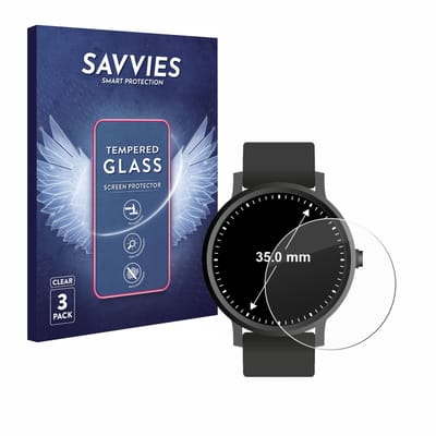Savvies - Glas Screenprotector voor Horloges (Rond, ø: 35 mm) - Gehard Beschermglas 9H 3 Stuks