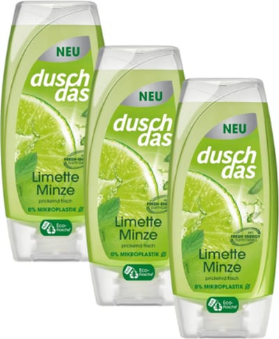 Duschdas Douchegel Limette Minze - Voordeelverpakking | 3x 225ml - Limoen - Munt | Verzorgend en Ontspannend - Crèmedouche
