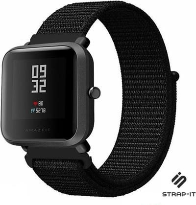 Nylon bandje geschikt voor Xiaomi Amazfit Bip / GTS / GTS 2 / GTS 3 / GTS 4 - Mini / Bip Lite / Bip U / Bip U Pro - Zwart