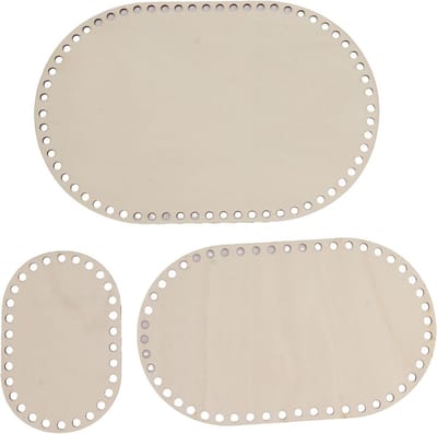 Set van 3 ovale houten manden met deksel en haken voor het presenteren van boodschappen en decoratie