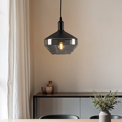 LumenXL 1-lichts hanglamp Mala smoke glas - breed glas