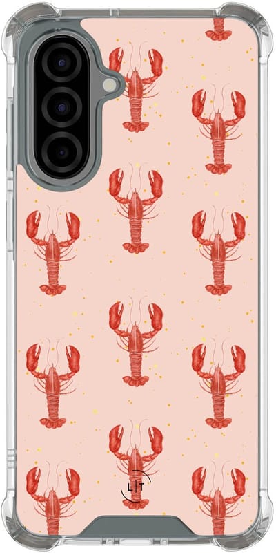 Shockproof hoesje - Geschikt voor Samsung Galaxy A56 - Lobster - Extra sterke case - TPU/polycarbonaat - Print / Illustratie - Roze, Transparant