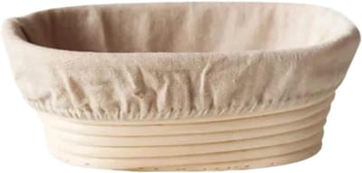 Broodrijsmand Rotan - Bakmand Deeg - Ambachtelijk Brood Maken - Professioneel Patroon - 25x8x15 cm - Houtkleur