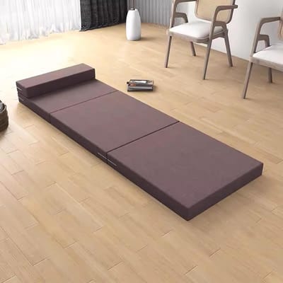 Opvouwbare Slaapbank - Logeerbed Matras - Gasten Ontvangen - Wasbare Hoes - 200x60x10cm - Koffie
